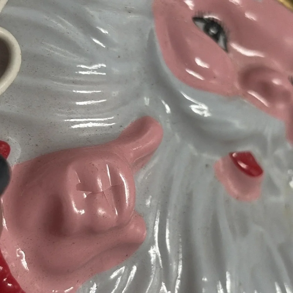 VTG 1999 Plastic Santa Face With Lights~ Tested & 1 New In Package! Lot Of 2
